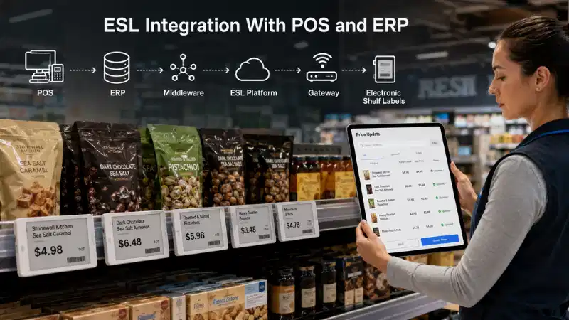Integrácia elektronických policových štítkov s POS a ERP: API, mapovanie údajov, spracovanie chýb...